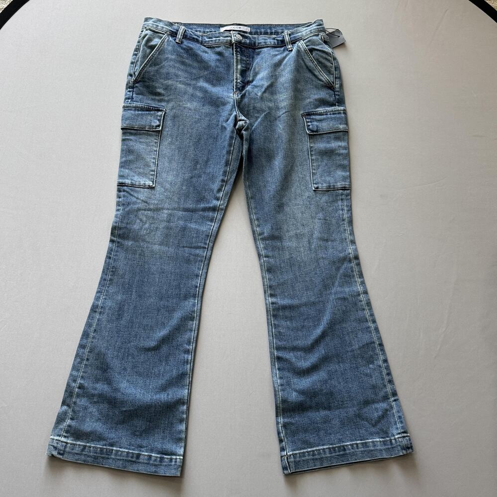 Joe's Jeans Womens 32 Blue Cargo Wilma Flare Utility Pockets Medium Wash